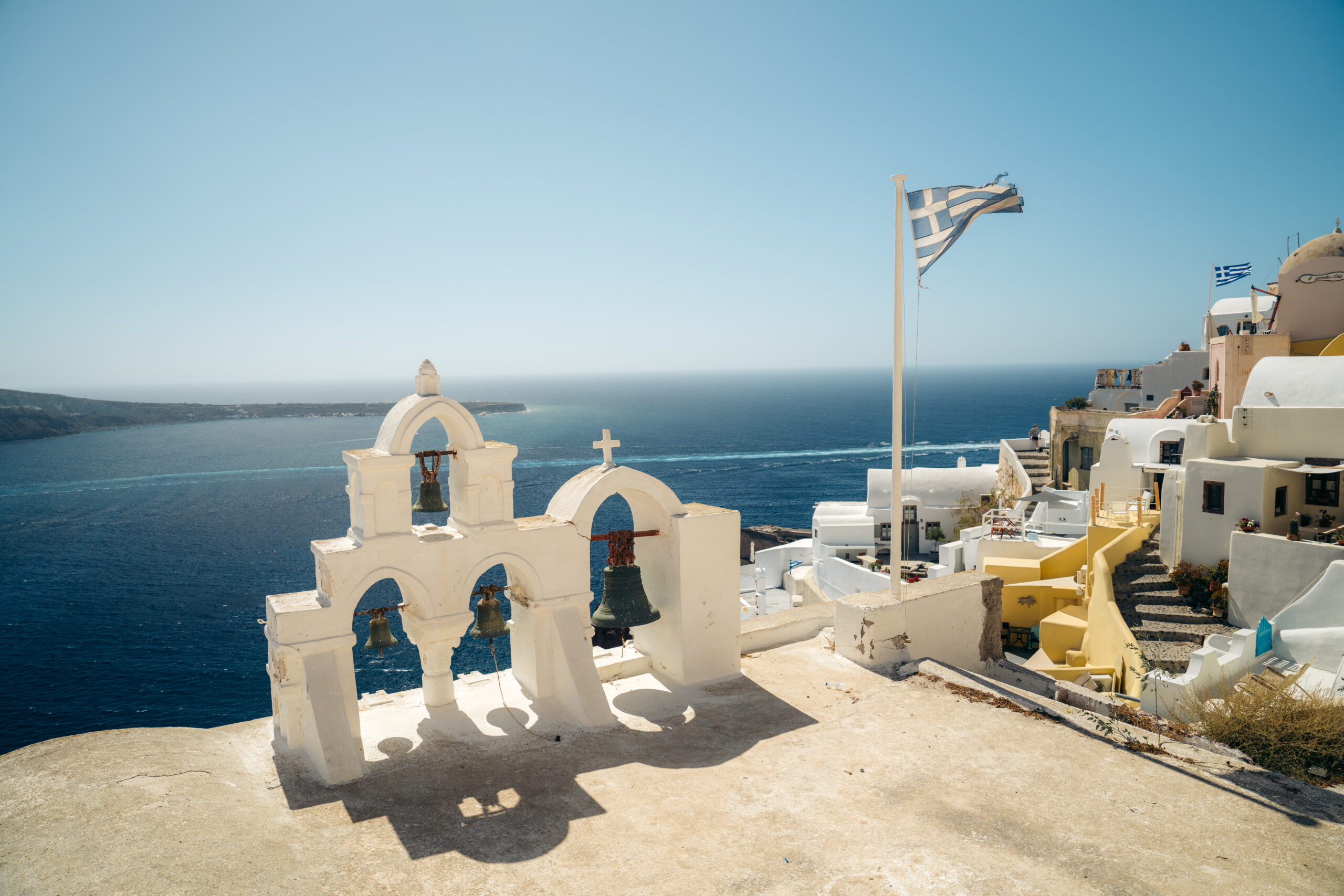 Oia Santorini sunset blue domes