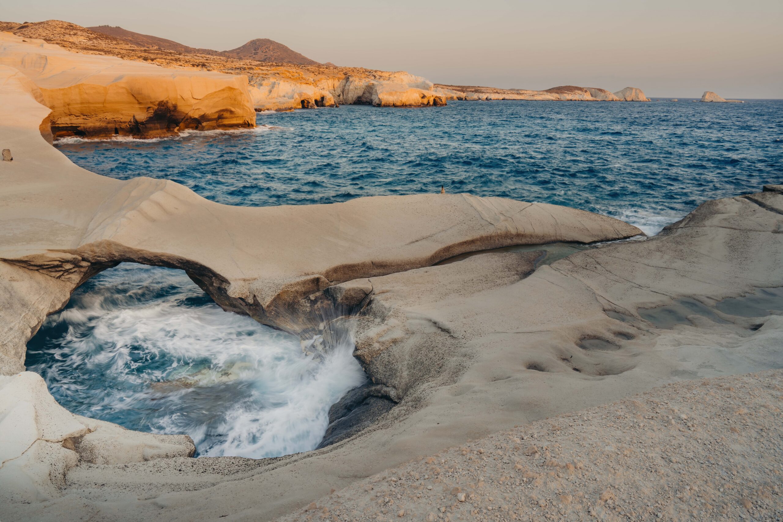 Sarakiniko Beach white volcanic rock Milos Greece